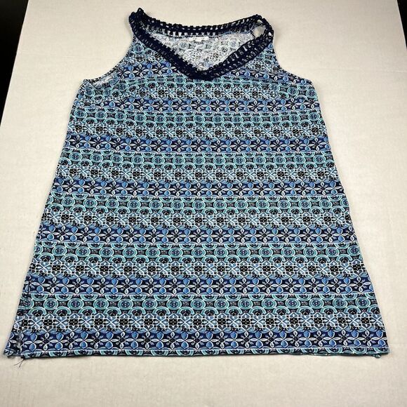 Talbots Sleeveless Shift Dress Medallion Print V-Neck Casual Pullover MEDIUM - Picture 1 of 10